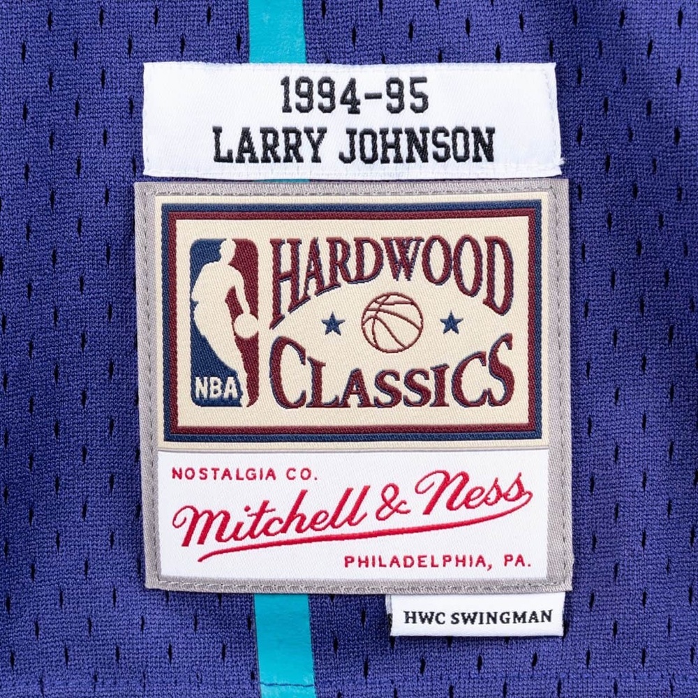 *SMALL* Charlotte Hornets Alternate 1994-95 Swingman Jersey Larry Johnson  NWT - Picture 6 of 6